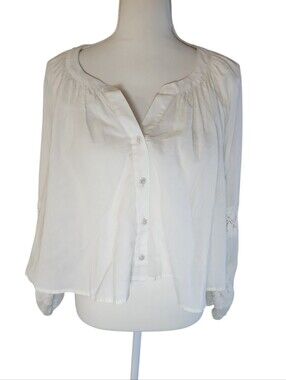 Aerie Womens Ivory Sheer Lightweight Boho Style Cropped Blouse Nwt Size Small